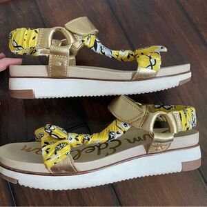 Sam Edelman Yellow and Gold Patterned Sandals
